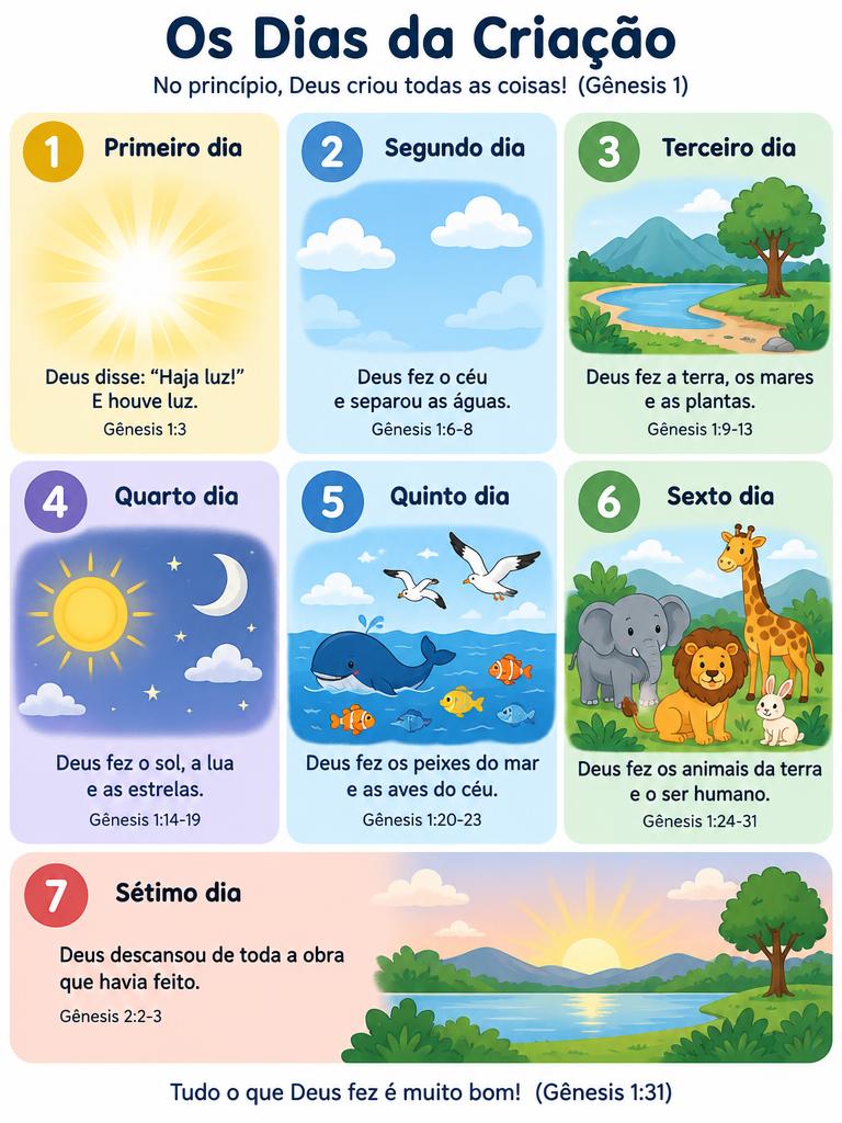 Atividade bíblica para imprimir: Os dias da criação