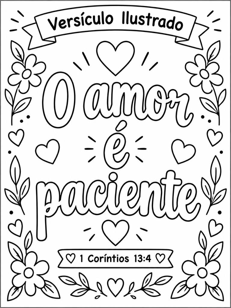 Atividade bíblica para imprimir: Versículo ilustrado do amor